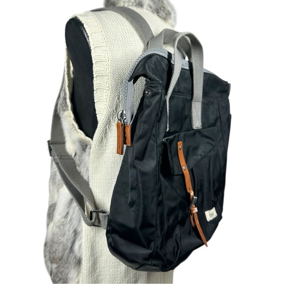 London Bag Company Black Backpack Nylon Front Pocket Buckle Zipper Close - Picture 3 of 15